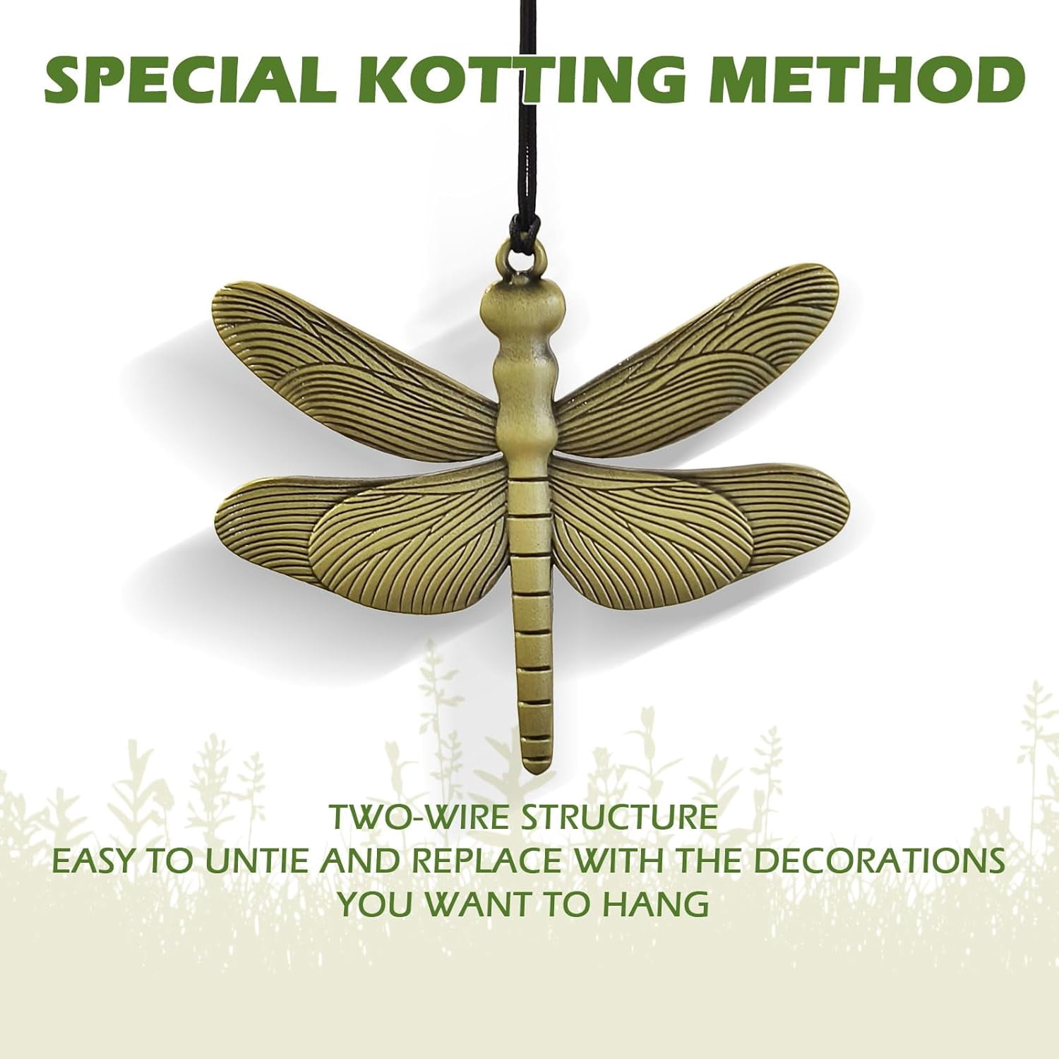 Dragonfly Wind Chimes Outdoor, 32” Bronze Wind Chime for Patio Yard Garden Decor, Memorial Gift Idea