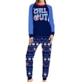 thumbnail image 3 of Pantalones De Camisa De Otoño Conjunto de pijama familiar de 2 piezas con cuello redondo estampado azul para padres e hijos traje diario Cgtredaw Mamá Azul Xxl para Mujer, 3 of 7