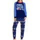thumbnail image 3 of Pantalones De Camisa De Otoño Conjunto de pijama familiar de 2 piezas con cuello redondo estampado azul para padres e hijos traje diario Cgtredaw Mamá Azul Xl para Mujer, 3 of 7