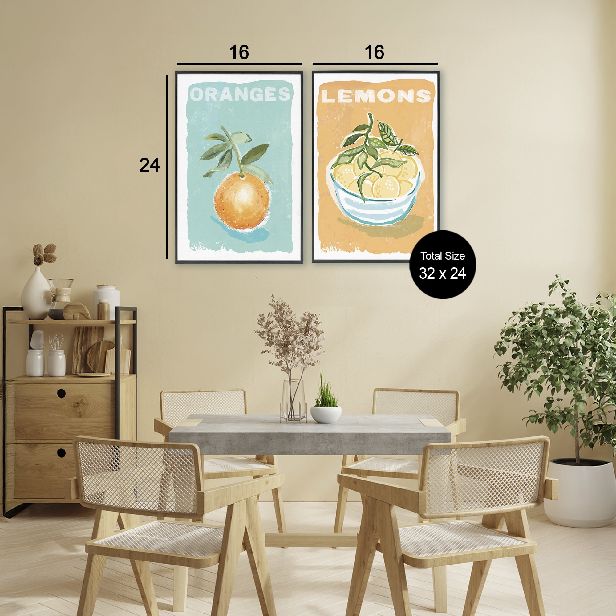 Stupell Industries Citrus Twist Motif 2 Piece Black Framed Giclee Art Set, design by Chad Barrett