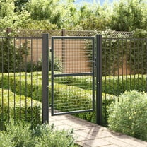 vidaXL Mesh Garden Gate Galvanized Steel Privacy Border Enclosure 68.9"/78.7"
