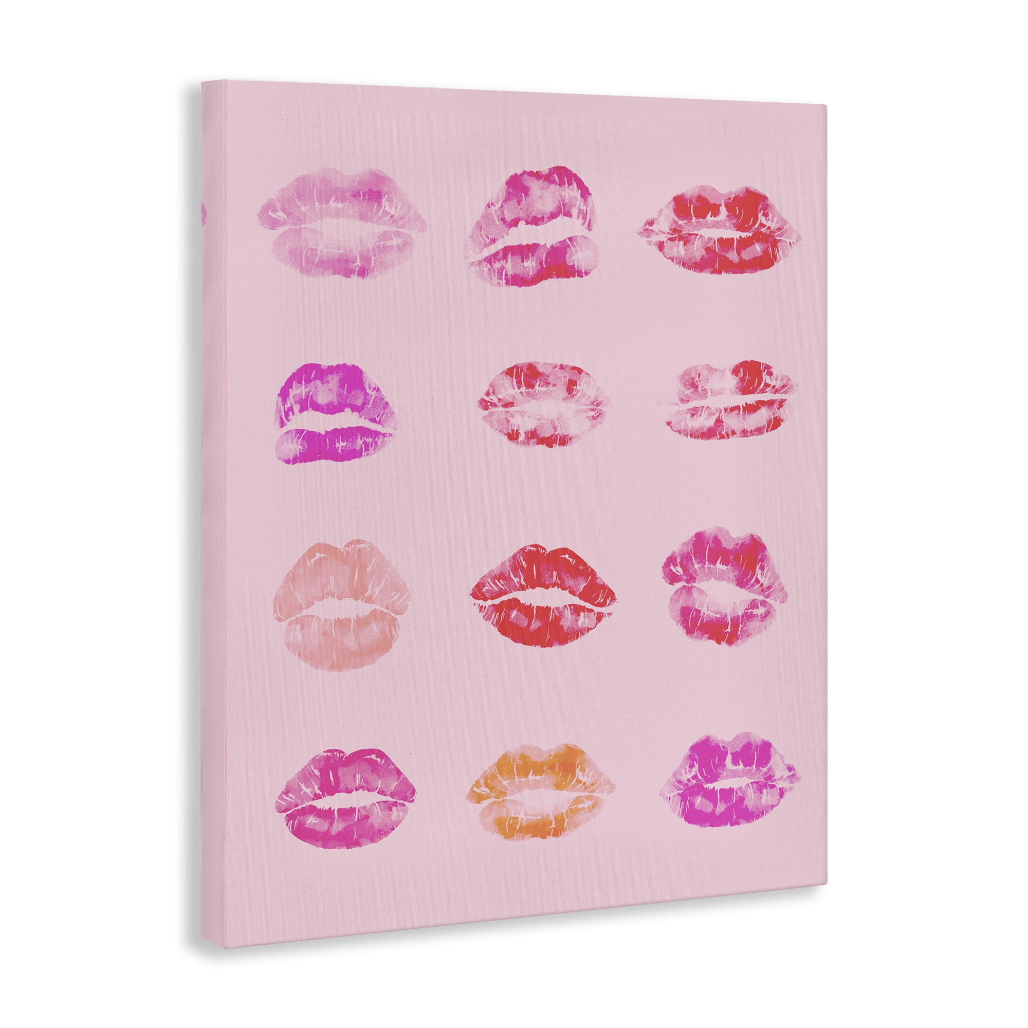 Stupell Industries Lipstick Kiss Pattern Beauty & Fashion Painting Gallery Wrapped Canvas Art Print Wall Art, 30 x 40