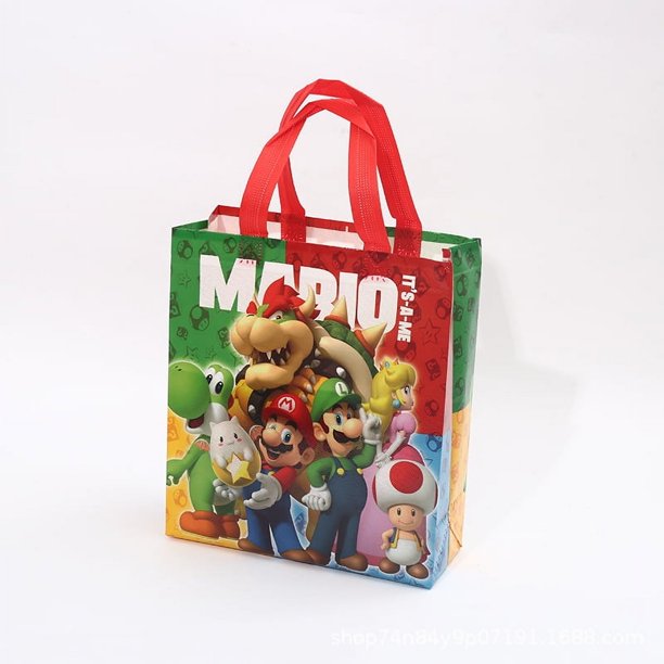 Bolsos de mano no tejidos con dibujos animados de Super Mario Bros, figura de anime Mario Luigi, bolsa de mano impermeable para niños, bolsa de almacenamiento, suministros para fiestas