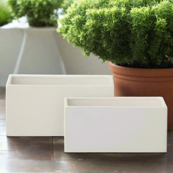 Zayre Rectangle Ceramic Planter Set (Set of 2)