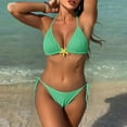 thumbnail image 2 of UTSJKR Women Two Piece Swimsuit Sexy Swimwear Halter String Triangle Bikini Sets Solid Summer Beach Bathing Suits Green M, 2 of 9
