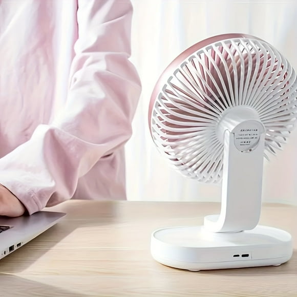 1pc Portable USB Desk Fan with 360° Adjustable Head, 4-Speed Ultra-Quiet Mini Tabletop Fan, Plastic Material, Button Control - Ideal for Office, Home, Outdoor Camping, Portable Fan