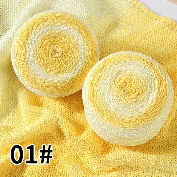 XmhyTop-A 200g Gradient Cotton Acrylic Yarn Variegated Knitting Crochet Yarn for Scarves Shawls Blankets, Soft Color-Changing Yarn,Yellow