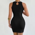 thumbnail image 6 of Uootdi Womens Bodycon Dresses Textured Knit Sleeveless High Neck Slim Fit Stretchy Ruched Club Party Mini Dresses Going Out Style Gift, 6 of 7