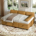 thumbnail image 5 of COPIAE 80 inch Convertible Sectional Sofa, L-Shaped Sofa Sleeper with Reversible Chaise,Couch Bed with Storage,Removable Armrest,Modern Pull Out Bed for Living Room Bedroom,Corduroy Ginger Yellow, 5 of 14