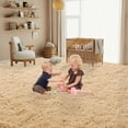 thumbnail image 3 of ZENELESS 10'x14' Light Brown Plush Shaggy Rug, Extra Large Soft Indoor Modern Fluffy Carpet for Stylish Home Decor, 3 of 8