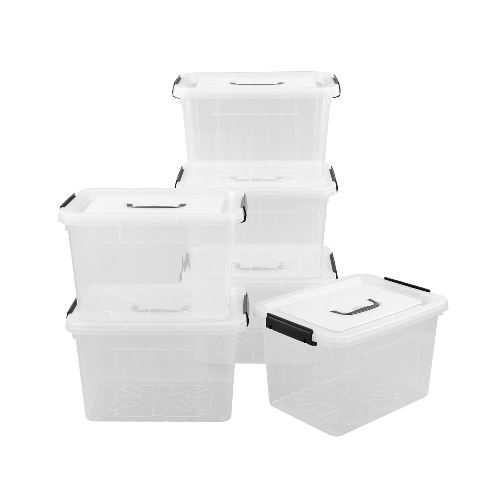 Cand 12 Quart Plastic Latching Box, Clear Storage Bin with Lid, 6 Packs