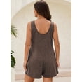 thumbnail image 4 of SWQZVT Rompers for Women Summer Clothes Sleeveless Jumpsuits with Pockets Crew Neck Casual Overalls Outfit Set Khaki 2XL, 4 of 6