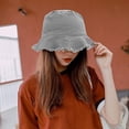 thumbnail image 5 of Wekity Frayed Bucket Hat Distressed Sun Protection Washed Cotton Summer Wide Brim Beach Bucket Hat Vacation Travel Accessories, 5 of 7
