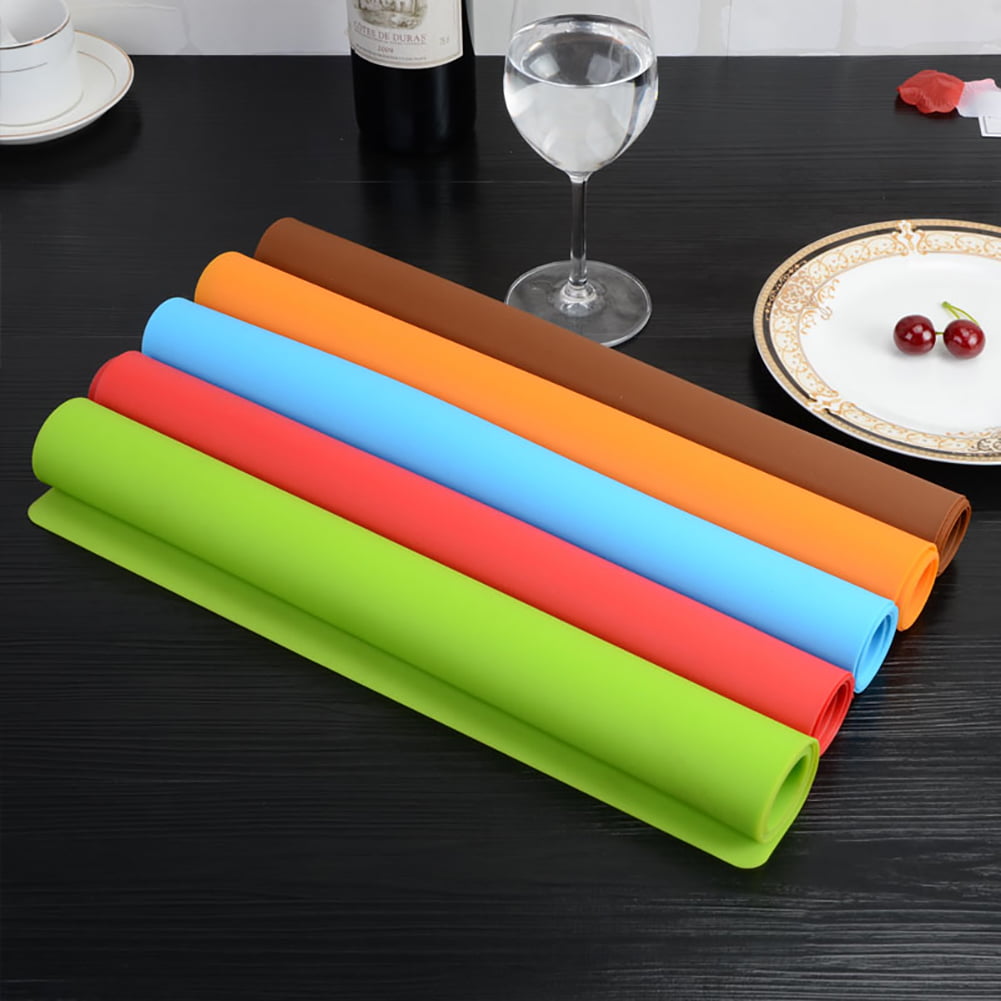 Aspire 4PCS Thicken Non-Slip Silicone Placemats Cutting Hot Mats Tablemats-Coffee 