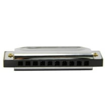 GOOHOCHY 10 Hole Diatonic Harmonica Blues Harp Swan Harmonica Musical Instrument for Blues Jazz Melodica (Sliver)