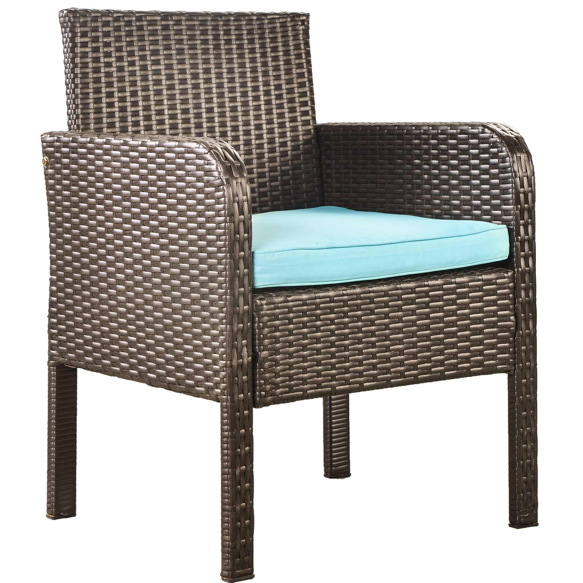 Patio Furniture Set, 4-Piece Outdoor Indoor Use Bistro Wicker Chairs Conversation Sets, Leisure Rattan Chair Sets with 1 Loveseat, 2 Single Chairs and Glass Coffee Table, Outdoor Armchair Seat, S1784 - image 3 of 7