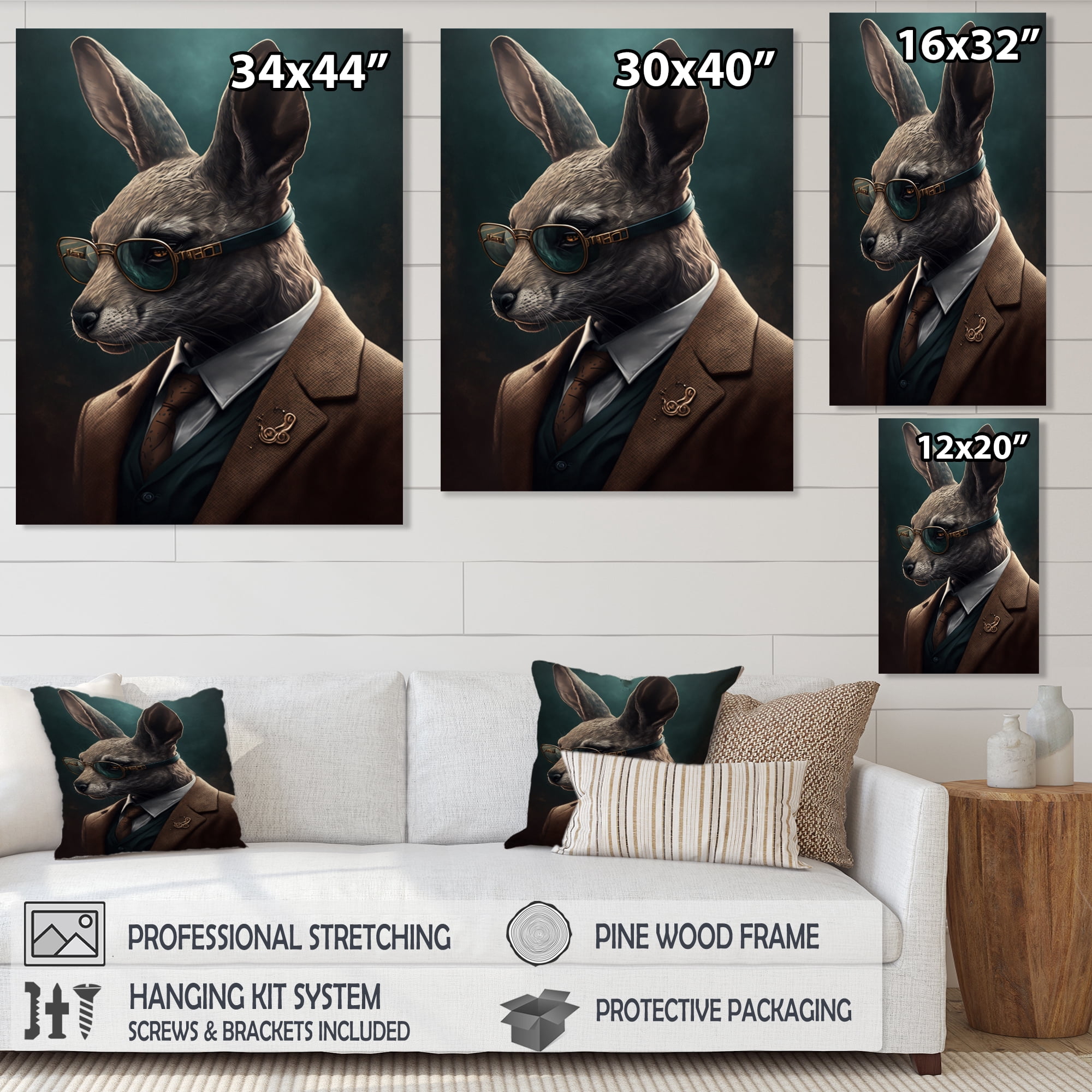 Designart Mafia Rabbit Canvas Wall Art