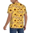 thumbnail image 2 of Zufioo Abstract Leopard Print Sunflower Print Men's Baseball Short Sleeve, Moisture Wicking Button-Down Hip Hop Tee-Medium, 2 of 7
