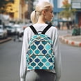 thumbnail image 7 of FORMRS Mini Backpack Purse for Women Quilted Travel Daypack Casual Shoulder Bag, Blue Geometric Pattern, 7 of 7