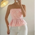 thumbnail image 2 of Youyipin Women Y2K Tube Tops Strapless Floral Bandeau Vest Sexy Tie Up Sleeveless Backless Embroider Cute Summer Clothes Tank Top For Women, 2 of 9