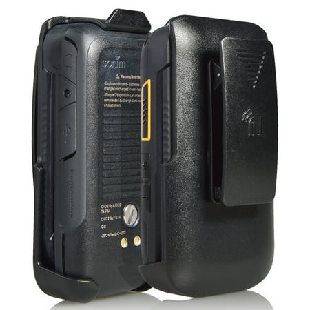 Sonim XP3 Holster, Nakedcellphone Black [Rotating/Ratchet] Belt Clip Holder Case [with Kickstand] for Sonim XP3 Flip Phone