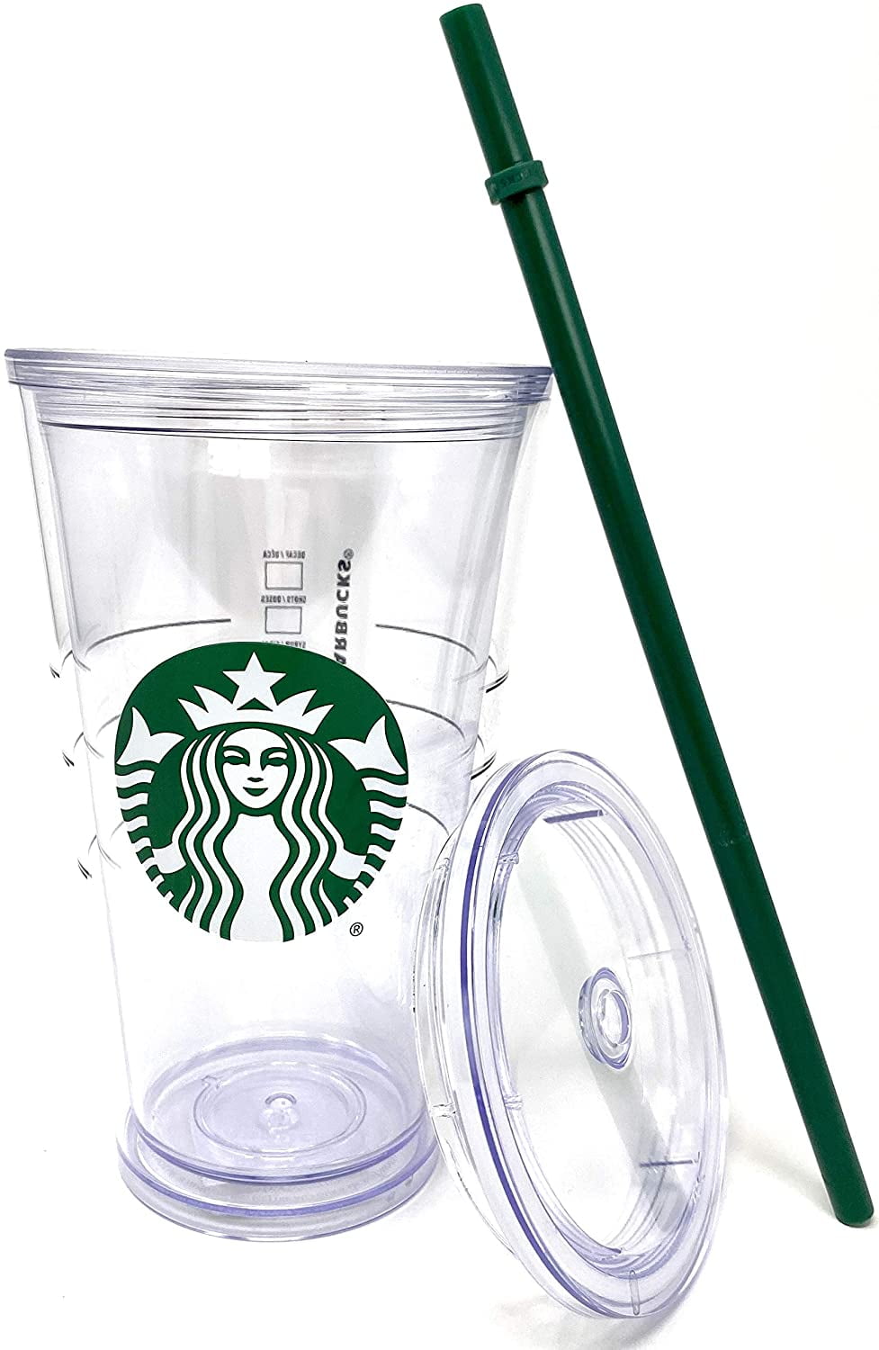 Starbucks Cold Cup Clear Grande Tumbler Traveler With Green Straw Logo -  16oz