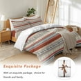 thumbnail image 7 of Boho Ethnic Bedding Duvet Cover Set Twin Size 4 Pieces Pastoral Style Lines Geometric Bedding Set with Zipper Closure, 1 Comforter Cover 68x86 Inches 1 Flat Sheet & 2 Pillow Cases, 7 of 7