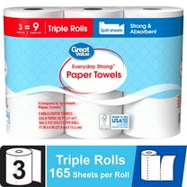 Great Value Everyday Strong Paper Towels, Split Sheets, 3 Triple Rolls, Compare to Sparkle®