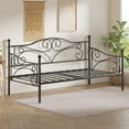 thumbnail image 6 of VECELO Twin Size Metal Daybed, Victorian Platform Sofa Bed Frame for Living Guest Room, Black, 6 of 10