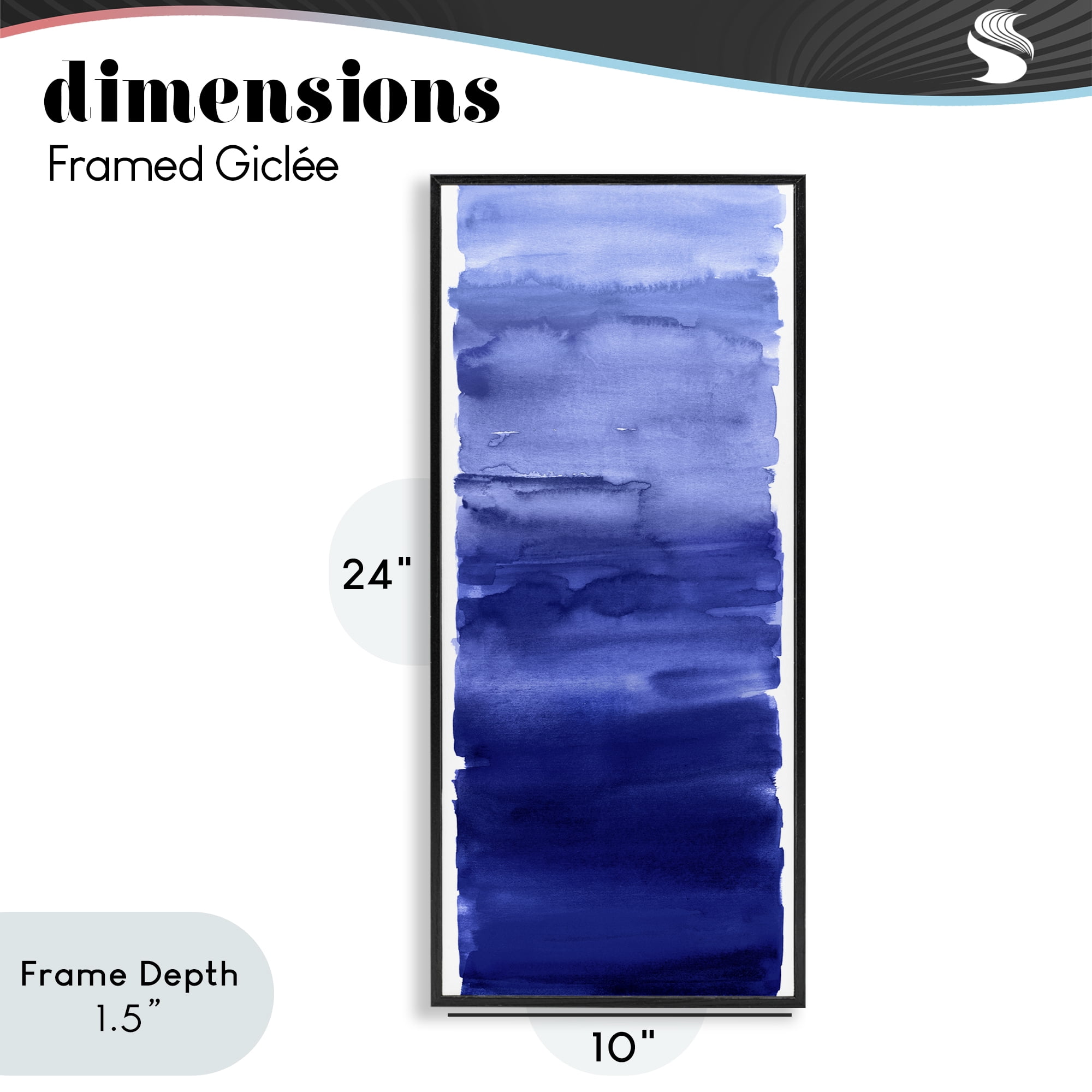 Stupell Industries Indigo Blend Gradient Black Framed Giclee Art, design by Allie Corbin