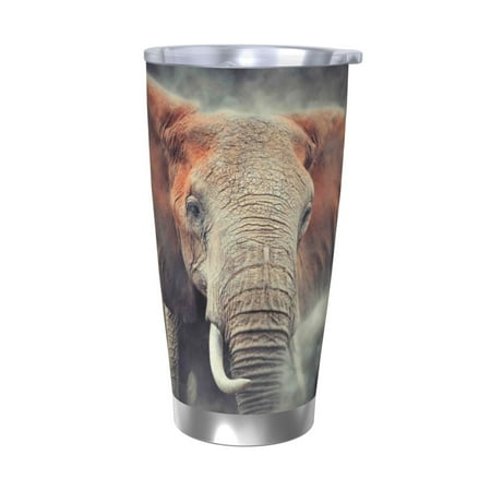 

Gaeub Elephant in Smoke Print 20-Ounce Stainless Steel Car Cup Tumblers Cups with Lids and Straw Coffee Cups for Adults Kids Home Car Office School Travel Party-Without Straw