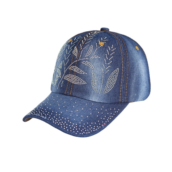 Women's Baseball Cap Shiny Sequins Adjustable Breathable Casual Sports Baseball Cap Trucker Hats Women Blue