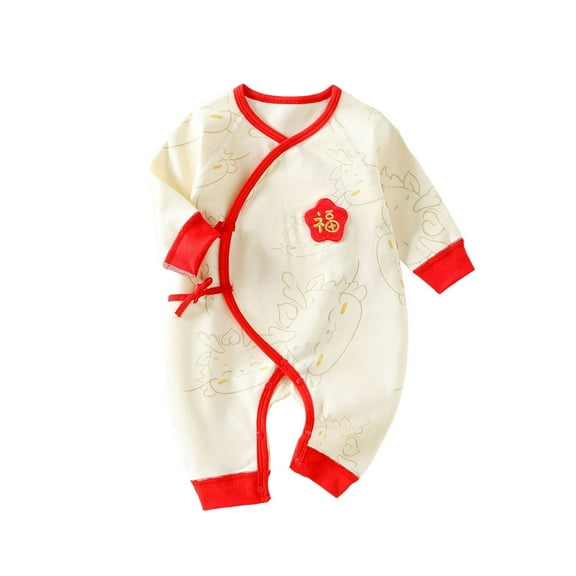 Generic Clearance Clothes Lightweight Bodysuits for Children's Baby Chinese Spring Summer Long Sleeve Thin Bodysuit Crawling Suit for Casual Soft Comfortable Outfits(0-3 Months,Watermelon Red)