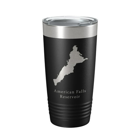 

American Falls Reservoir Tumbler Lake Map Travel Mug Insulated Laser Engraved Coffee Cup Snake River Idaho 20 oz Black