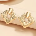 thumbnail image 3 of Pendientes de clip dañados geométricos de plata de oro mate para mujer Pendientes de clip largos para mujeres y niñas-2 piezas, 3 of 5