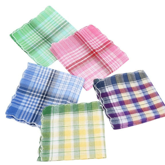 lixuesong 5PCS Handkerchief Towel Checked Kerchief for Women Square Kerchief Quick Drying Bandanas Handkerchief Pocket Towel 11''