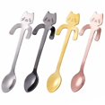 thumbnail image 5 of Cuchara de café de acero inoxidable con forma de gato adorable, cuchara de postre, cuchara para helado, Mini cucharas, vajilla, utensilios de cocina, 4 Uds. Feliz Sencillez, 5 of 5