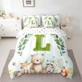 thumbnail image 2 of Feelyou Kawaii Bear Rabbit Bedding Comforter Set 7 Pieces, Watercolor Cartoon Animal Full Bedding Set, Initial L Letter Theme Reversible Fitted Sheet Flat Sheet, Lightweight Room Decor, 2 of 8