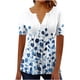 thumbnail image 3 of TaTaai Women's Casual Printed Top, Breathable Cotton, Relaxed Fit, Short Sleeve V-Neck, Button Ruching Detail, Pullover, Daily Holiday Outings Spring Summer Solid Hues Gift, 3 of 5