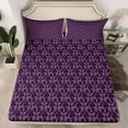 thumbnail image 2 of Feelyou Purple Tribal Damask Queen Sheet Sets, Boho Gothic Ghost Bed Set, 4 Pieces, 2 of 7