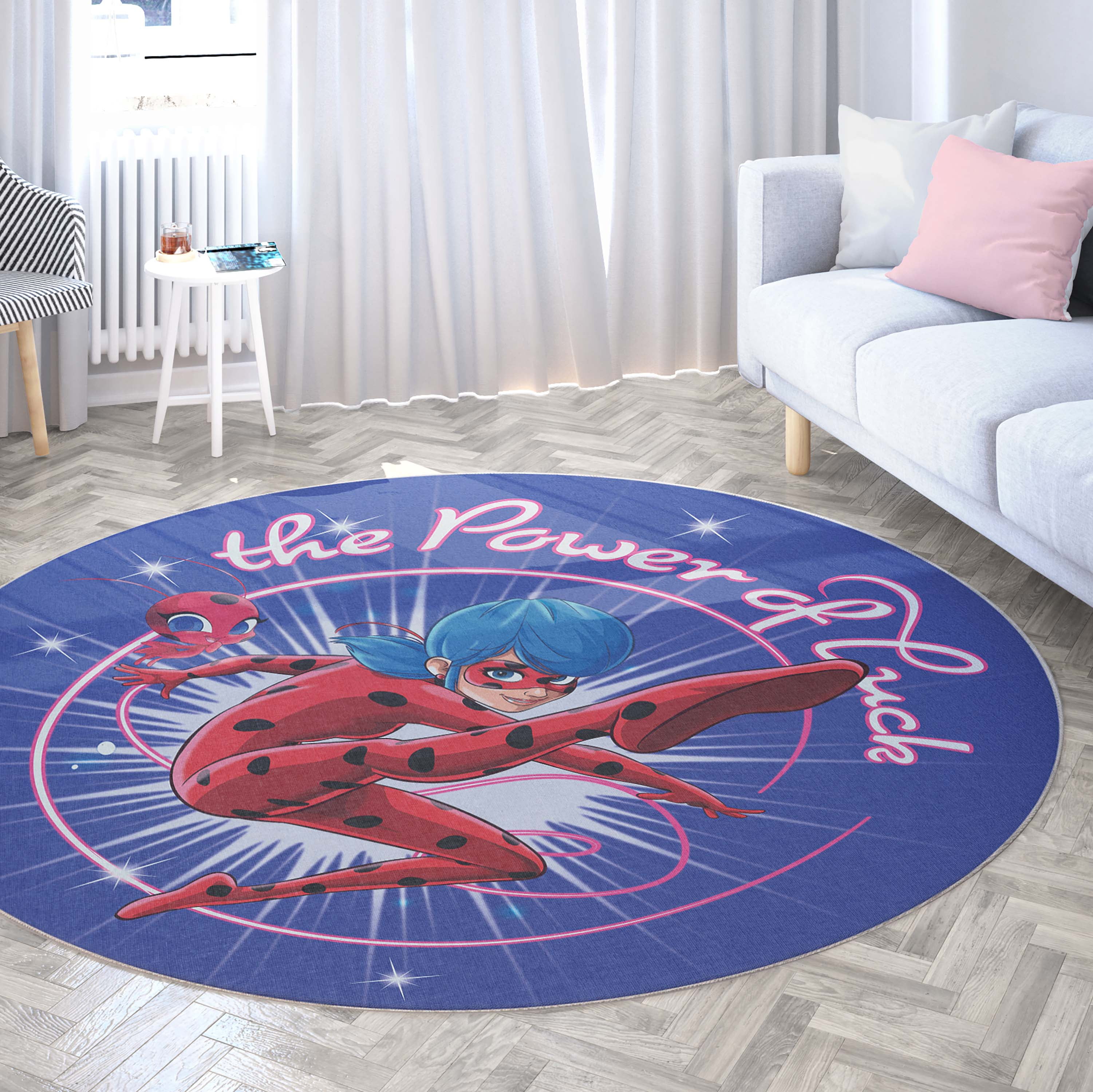 Well Woven Miraculous Ladybug The Power of Luck Blue 6'7" Round Rug
