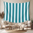 thumbnail image 2 of Teal Striped Large Tapestry for Bedroom Wall Hanging Tapestry, Simple Art Vertical Stripe Farmhouse Ceiling Backdrop Tapestries Poster Blanket Wall Decor for Teens Room Living Room Dorm 100" x 59", 2 of 8
