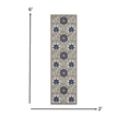 thumbnail image 2 of 2â€™ x 6â€™ Gray and Blue Indoor Outdoor Runner Rug, 2 of 6