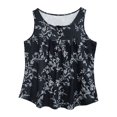 thumbnail image 3 of Women Summer Tank Tops Sleeveless Loose Fit Henley Button Down to Wear with Leggings Casual Pleated Blouse Black XXXL, 3 of 7