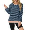 thumbnail image 3 of Cueply Sweatshirt for Women Oversized Striped Long Sleeve Crew Neck Casual Loose Pullover Sweaters Tops, 3 of 7