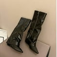 thumbnail image 2 of Knee High Boots Women Fold Over Boots Wedge Heel Slouchy Tall Boots Zipper Pointed Toe Dress Fall Long Boot for Women, 2 of 12
