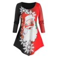 thumbnail image 1 of TAMAÑO PLUS Santa Claus Imprimir ColorBlock T Shirt Rosegal Mangas largas de talla grande, 1 of 5