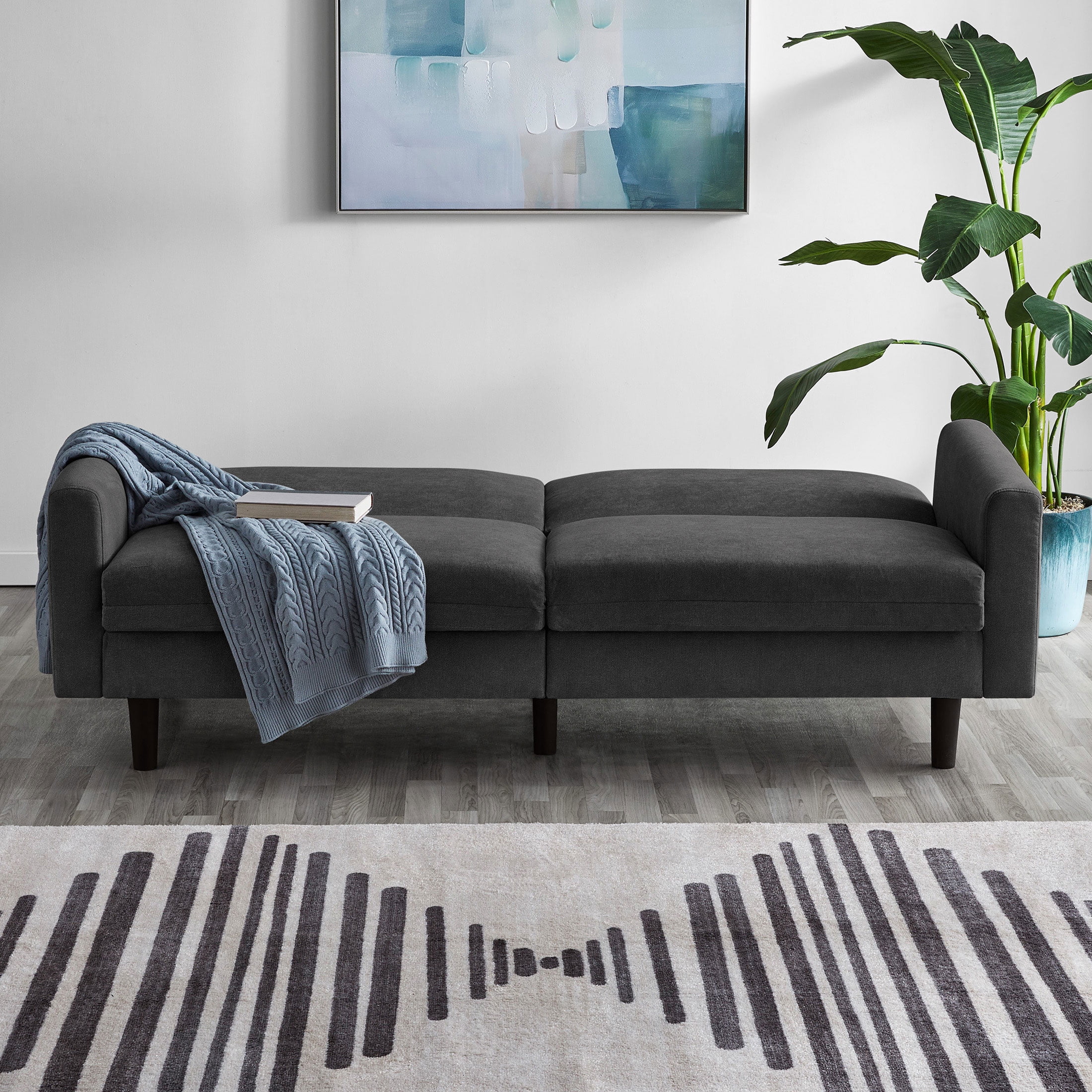 Mainstays Storage Futon with Underseat Storage, Charcoal Fabric