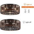 thumbnail image 3 of MONIPA Brown Caged Bladeless Ceiling Fan with Light, Industrial Caged Ceiling Fan with Lights Vintage Chandelier Fan with Remote Control Low Profile Ceiling Fans for Living Room Dining Room, 3 of 9