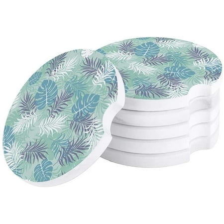 

FMSHPON Nordic Style Tropical Plant Leaves Set of 4 Car Coaster for Drinks Absorbent Ceramic Stone Coasters Cup Mat with Cork Base for Home Kitchen Room Coffee Table Bar Decor